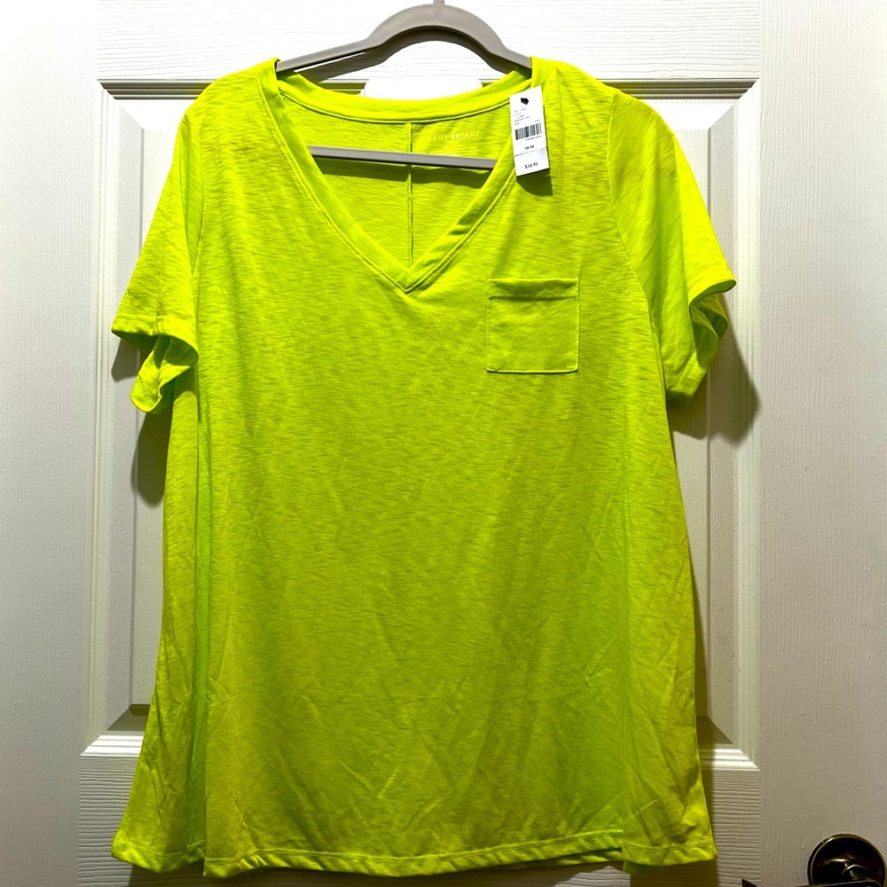 Brand new Lane Bryant lime green v neck top